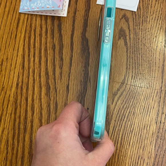 New iPhone 12 Pro Max Marble Phone Case w/ Screen Protector – Turquoise & Gold - Picture 6 of 11